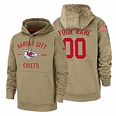 Kansas City Chiefs Customized Nike Tan Salute To Service Name & Number Sideline Therma Pullover Hoodie,baseball caps,new era cap wholesale,wholesale hats